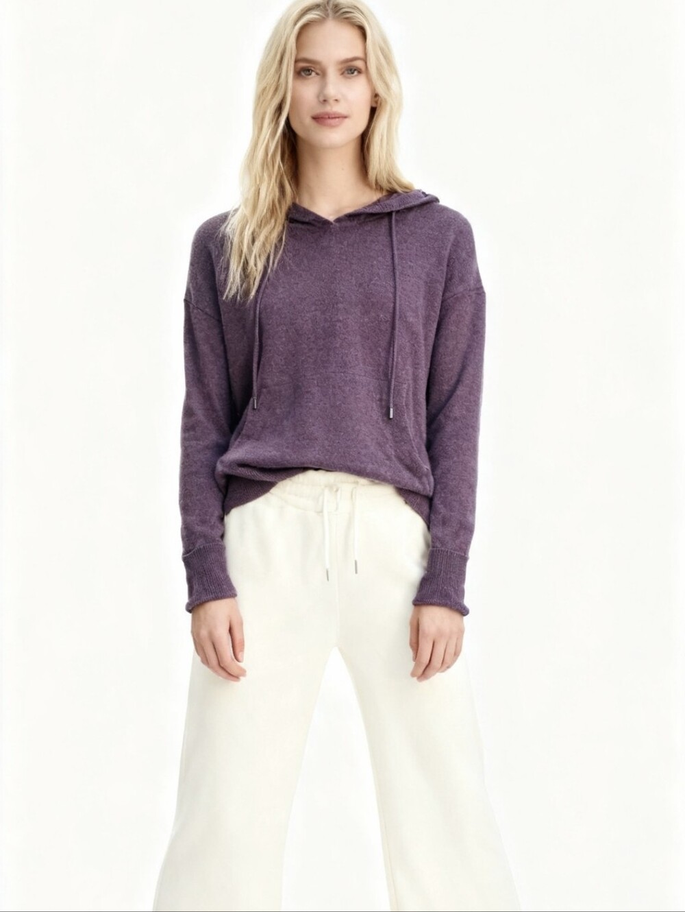 Max Studio 100%-2 PLY Cashmere Hooded Sweater Size XS